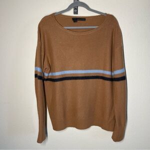 360 Cashmere | brown with blue stripes cashmere boxy sweater medium